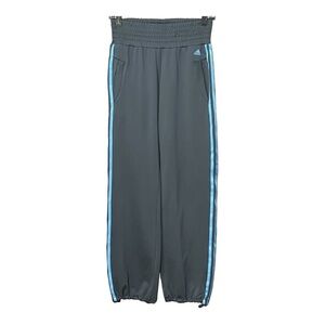 Adidas Climalite Track Pant W/Signature 3 Stripes Grey Blue High Waist Pull-On